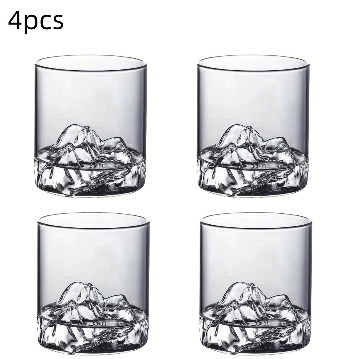 3D Mountain Whiskey Glasses (4pcs) – Premium Barware by Vesper Alchemy