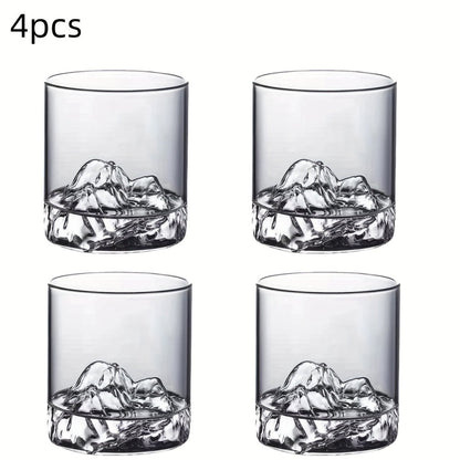 3D Mountain Whiskey Glasses (4pcs) – Premium Barware by Vesper Alchemy