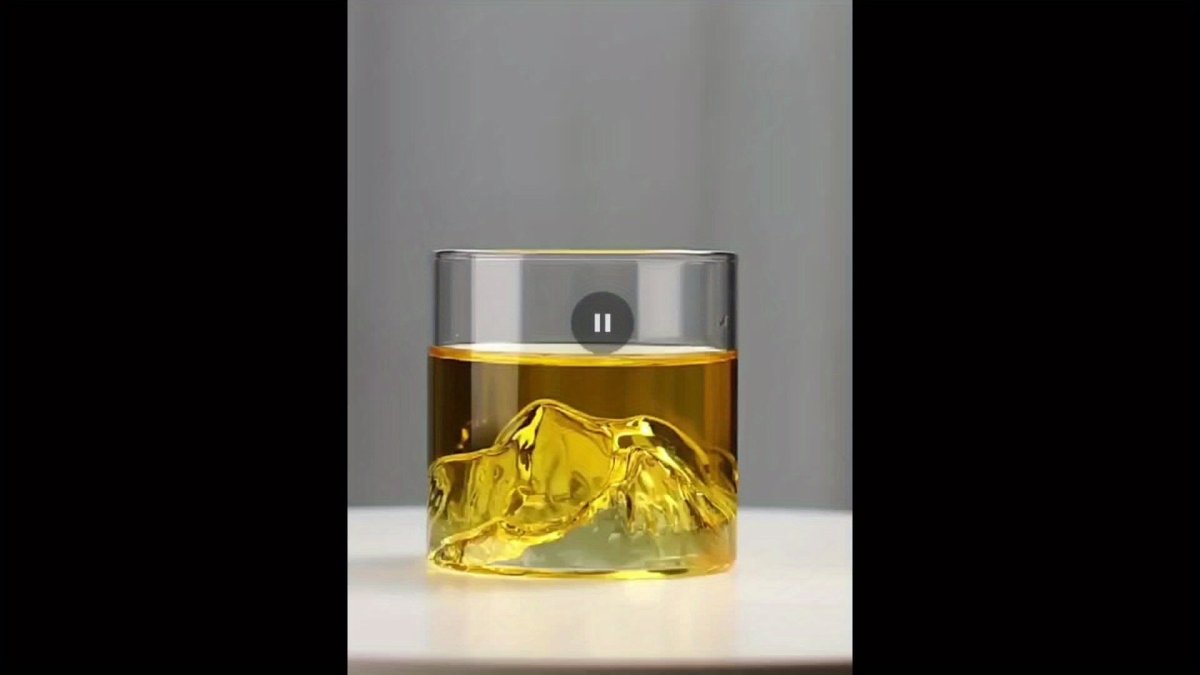 3D Mountain Whiskey Glasses (4pcs) – Premium Barware by Vesper Alchemy
