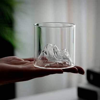3D Mountain Whiskey Glasses (4pcs) – Premium Barware by Vesper Alchemy