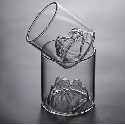 3D Mountain Whiskey Glasses (4pcs) – Premium Barware by Vesper Alchemy