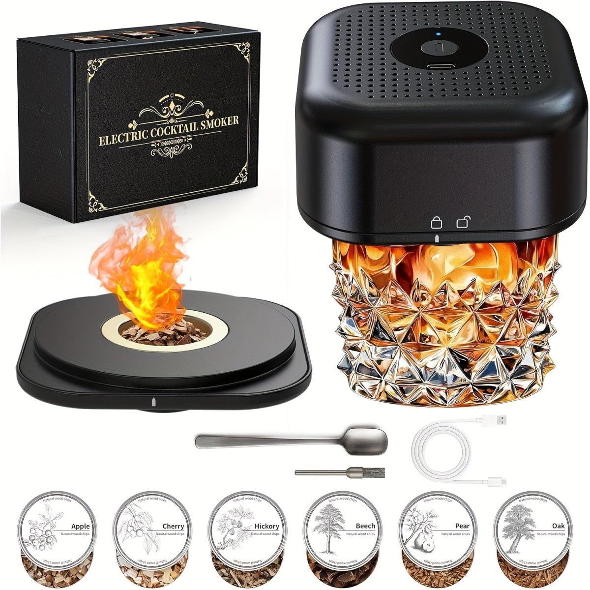 Rechargeable Whiskey Smoker Kit – Premium Barware by Vesper Alchemy